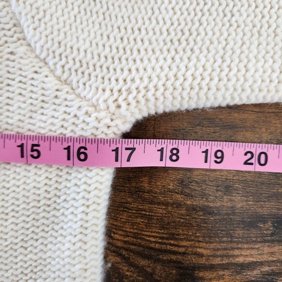 Aerie Wool Blend Women's Cable Knit Button Up Ivory Cardigan, Sm, Fisherman - Picture 6 of 8